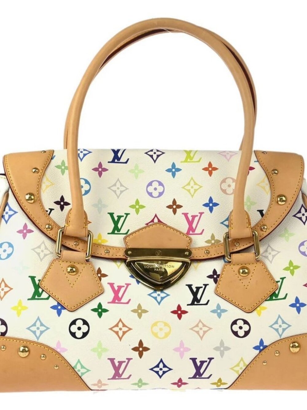 Louis Vuitton White Multicolor Beverly GM Handbag